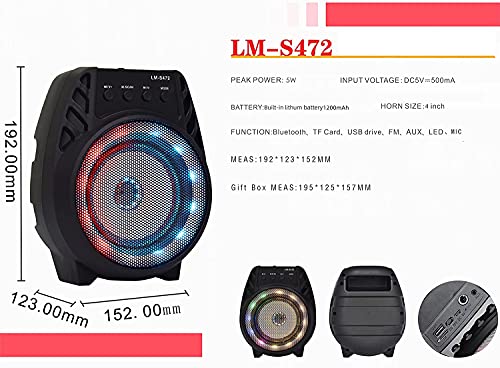 Adamantite Gaming Bluetooth Speaker, Has A Microphone Interface, Portable Wireless Speaker With Rgb Lights, Stereo Sound, Game, For Home, Office, Outdoors And Travel (Black) #TOP3