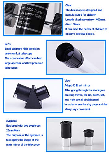 Telescopio refractor astronómico para niños miniatura 6