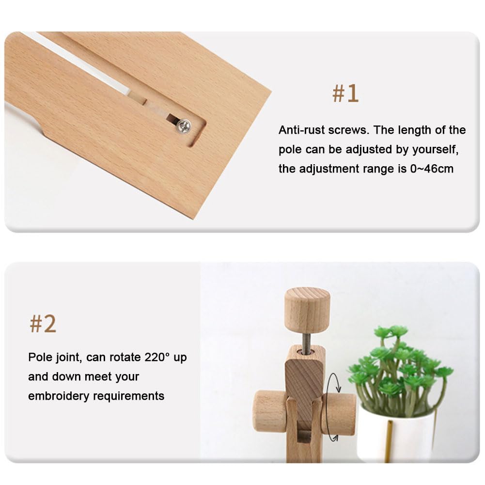 Stickrahmen, Stickständer aus Holz, Verstellbarer, drehbarer Tischstickrahmen, Halterung for Kreuzstichstickerei for DIY-Bastelarbeiten mit Garn