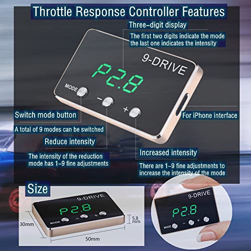 Throttle Response Controller, 9 Drive Modes Smart Electronic Throttle Controller Controller Racing Accelerator for Dodge Jeep Maserati Chrysler