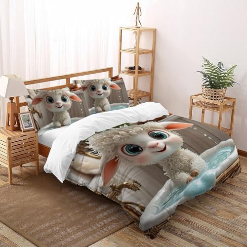 Housse de couette 220x240cm microfibre à fermeture éclair pour lit enfant Animaux 3D