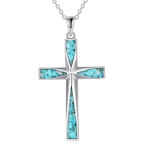 ONEFINITY Religious Cross Pendant Necklace Sterling Silver Origami Cross Pendant Gifts for Women Men Jewelry