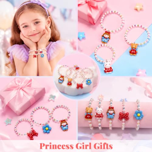 Image of SANNIDHI 6Pcs Beads Bracelet for Girls Kids Friendship Bracelet Cute Bracelets Set Toddler Costume Jewelry Party Pretend Play Birthday Christmas