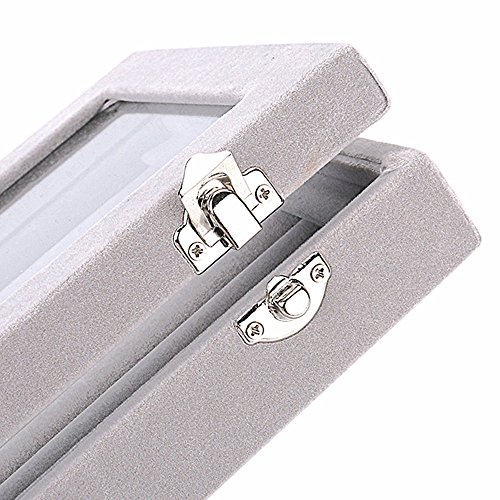 Lantwoo J-R-LTDHU Velvet Glass Jewelry Display Storage Box Ring Earrings Jewelry Box Ring Holder Case thumb #4