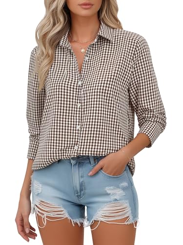 Image of Soft Wrinkle-Free Button Down Stretch Shirts for Women, Breathable Moisture-Wicking Casual Work Dress Tops