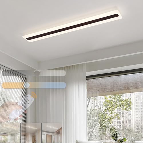 Plafonnier LED noir dimmable 8W rectangle moderne avec télécommande 40cm