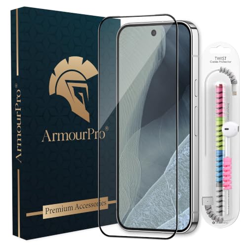 Image of ArmourPro Military-Grade Tempered Glass for Google Pixel 11 Pro - 9H Anti Scratch, Edge-to-Edge Coverage, HD Clarity, Smooth Touch, Case Friendly, Easy Installation Kit with Cable Protector
