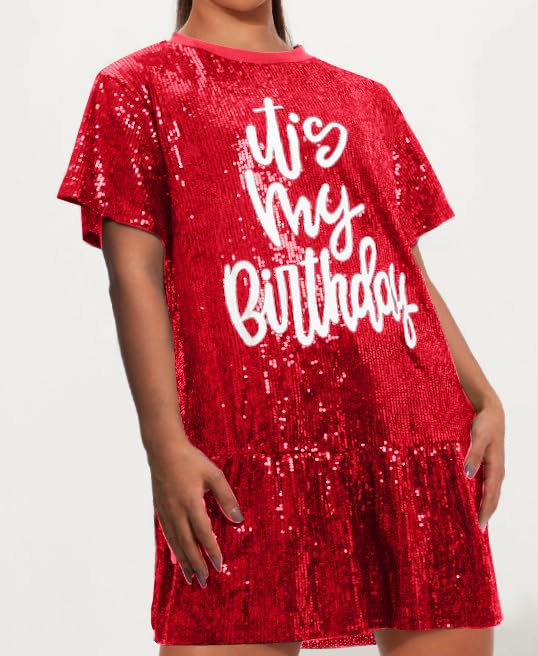 Image of FLOYU Women Sequin Birthday Dress It's My Birthday Dresses Sparkly Party Tops Sexy Birthday Outfits