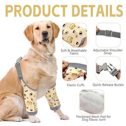 Image of Dog Elbow Protector for Front Leg Calluses, Doggy Joint Recovery Sleeve for Prevent Licking, Adjustable Dog Elbow Pads Leg Wound Care, Pet Knee Brace Protector for Canine Sprain Arthritis, Cartoon,L