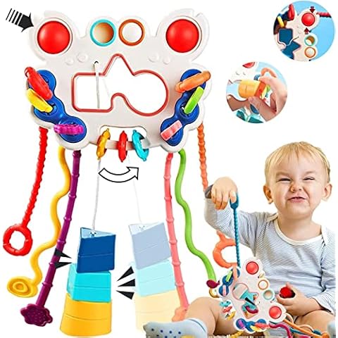 WENXIN Montessori Toys 12-18 Months, Baby Toys 6 to 12 Months, Octopus Pull String Toys, Travel & Teething Toys for Car Seat, Baby Girl Boy Gifts for 6, 9, 12, 18 Months Infant Toddler (B) Cover
