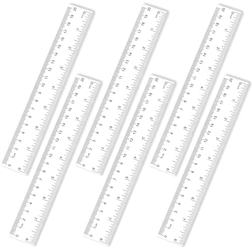 GAUATO 6 Stück Lineal 20cm Kunststoff Transparent Kleines Ruler mit Zoll und Zentimeter Skalen Durchsichtig Flexibel Präzision Lineal Grundschule Messwerkzeuge für Schule Büro Zuhause