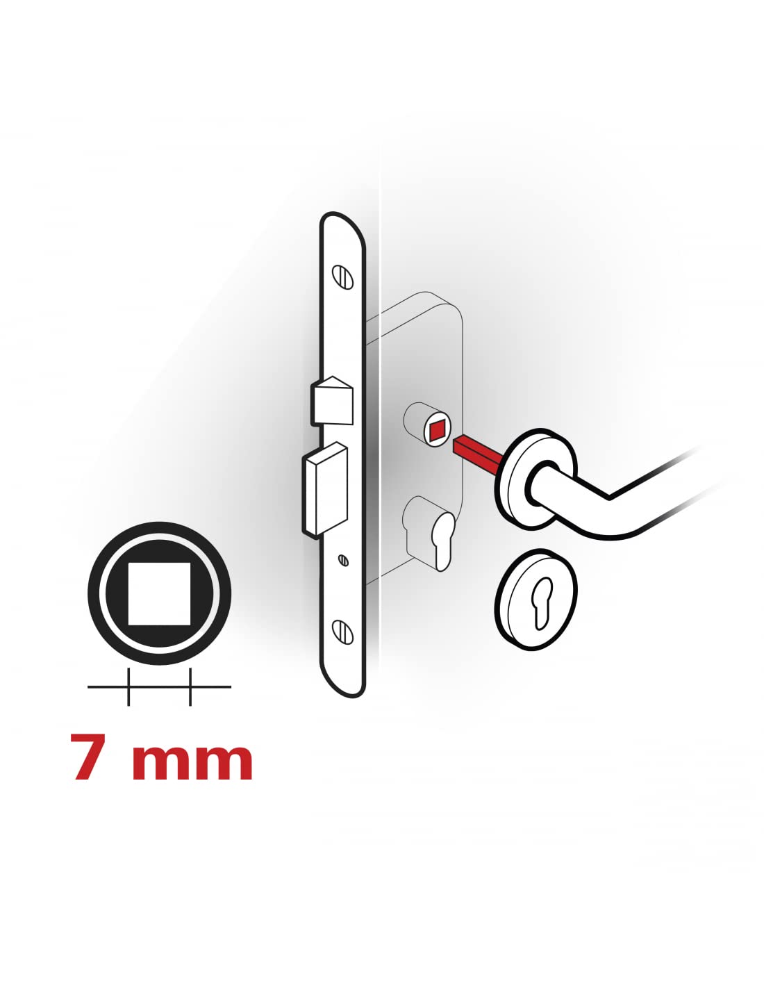 Manilla THIRARD Boston de níquel satinado para puertas interiores - Palancas de aleación - Tornillos de fijación ocultos - Eje de acero de 7 mm - Muelle de retorno