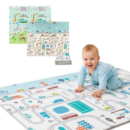 Bluelander Tapete para Bebe, Tapete de Juegos para Niños, Diseño Plegable, Tamaño de 2 m x 1.5 m x 1 cm, Espuma XPE Suave...