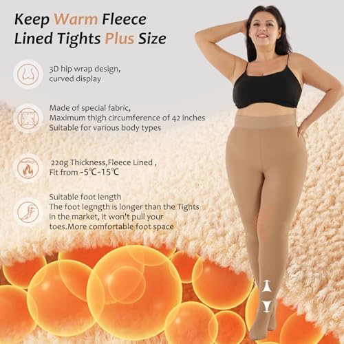 Image of UISLII Plus Size Fleece Lined Tights for Women