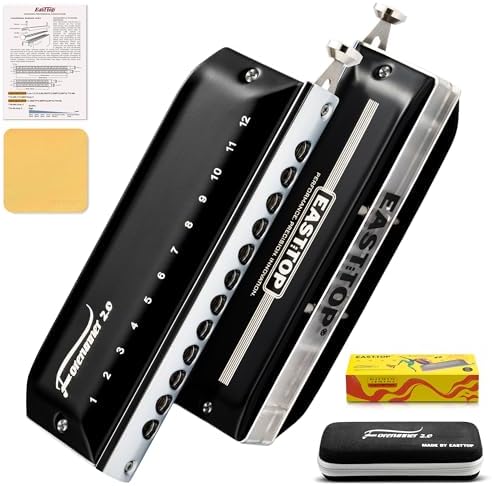 EAST TOP FORERUNNER 2.0 without valves Chromatic Harmonica 12-Hole 48 Tones C Key Chromatic Mouth Organ Harmonica for Adults,Beginners and Students As Gift