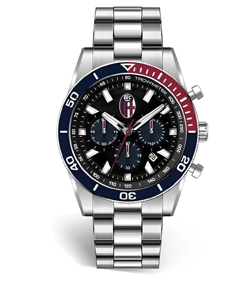 PRESTIGE & DELUXE Montre bracelet homme Lowell Bologna chronographe collection saison historique - Bracelet acier inoxydable - cadran 42 mm dans un coffret +...