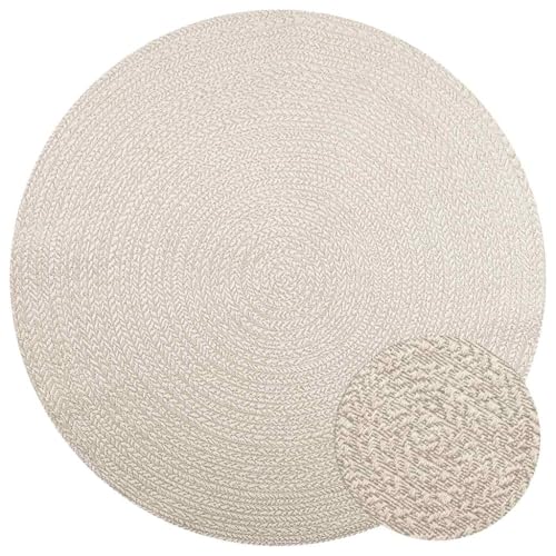 Tonture ZIZUR - Alfombra de color crema, diámetro de 200 cm, aspecto de yute de polipropileno resistente (PP). Alfombra para interior y exterior, resistente a los rayos UV, decoración del suelo para