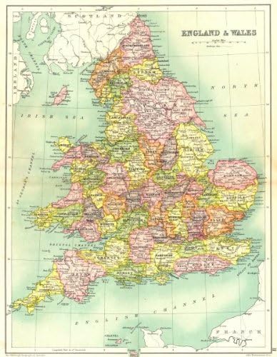 Map Of England And Wales Showing Counties England & Wales: Showing Counties. Cassells;1909 Map : Sports & Outdoors