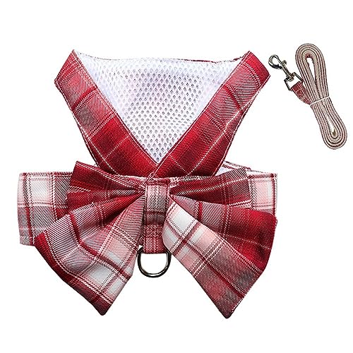 Oyccen Imbracatura con Guinzaglio per Animali Domestici Plaid Pettorina per Cane di Piccola e Gatto Carino Principessa Vestiti di Cucciolo