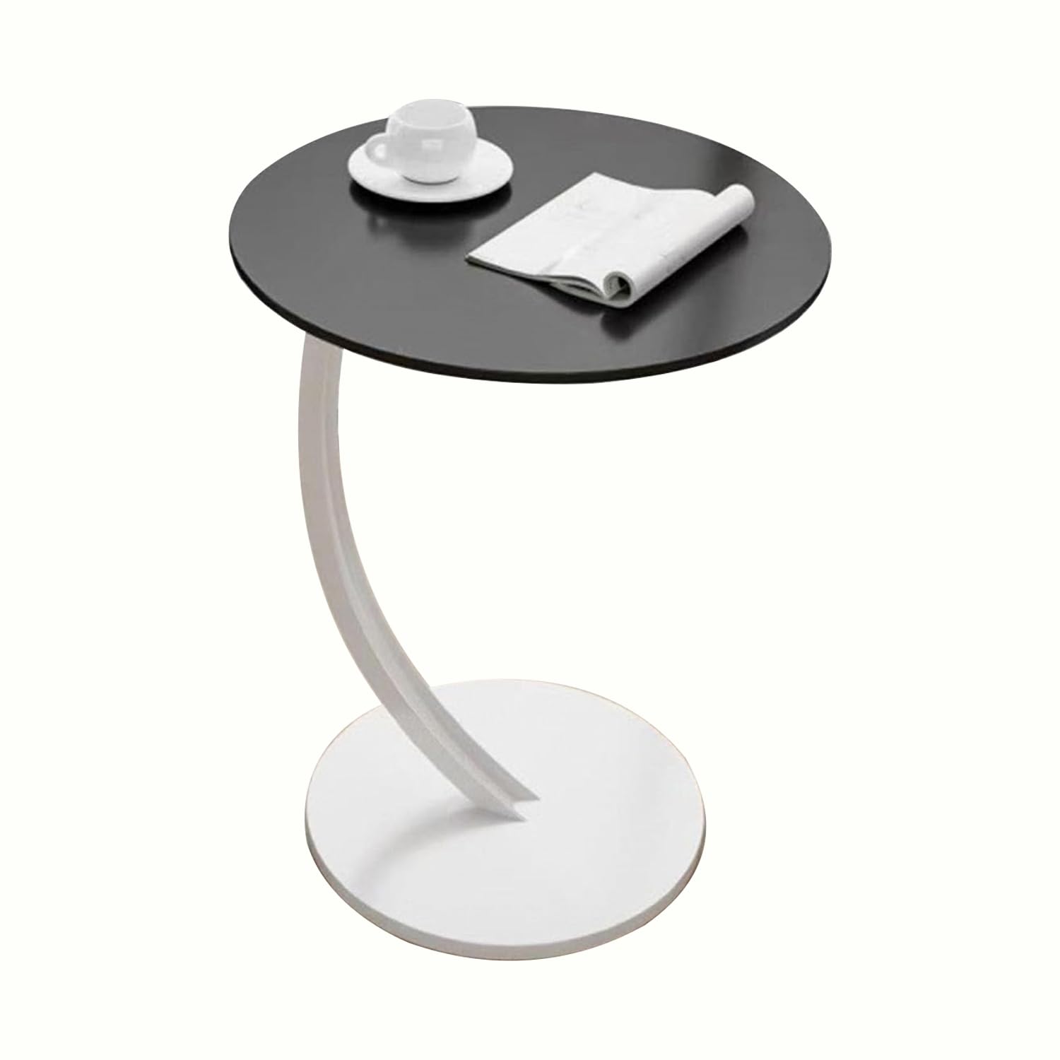 Okrągły stolik boczny, sofa w kształcie litery C Stolik kawowy Okrągły pojemnik na rośliny doniczkowe z półką i metalową ramą do małej przestrzeni, salonu, sypialni, biura B