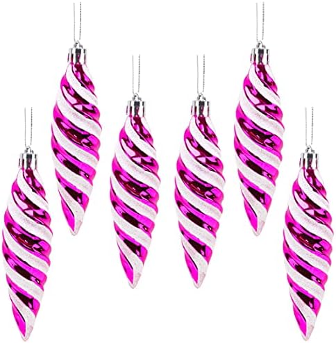 Christmas Concepts® Pack of 6-110mm Large Spiral Shaped Baubles - Shiny & Glitter Decorated - Christmas Tree Decorations (Copper)