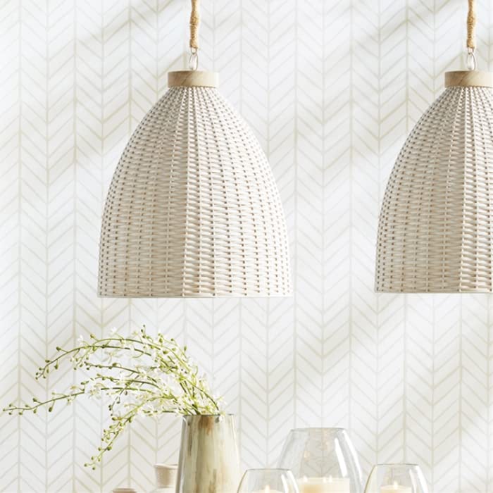 MY SWANKY HOME Cottage Chic Woven White Rattan Dome Pendant 1 Light Farmhouse Coastal 18 in