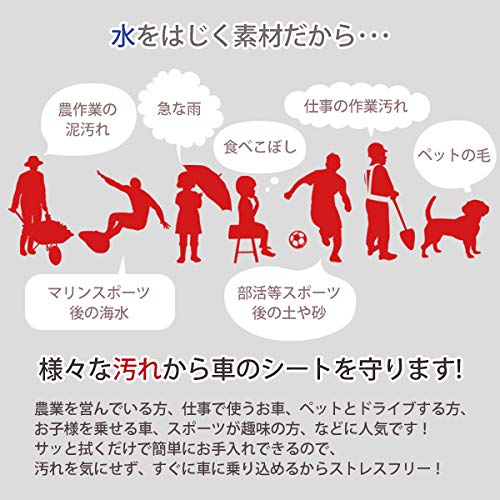 TanYooカーシートカバー 防水シートカバー 前席用 軽/普通車適用 ずれにくい ヘッドレスト部と座面部一体化 エプロンタイプ シート保護 バックル付き 継ぎ目強化改良 ブラック フロント 2枚 (2PCS)