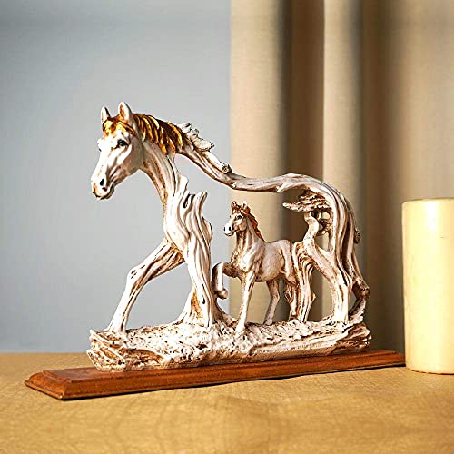 Image of The Artment your artistic apartment Wooden Feng Shui Galloping Horse Animal Resin Decorative Showpiece: Home Decor for Living Room, Bedroom, Study Table - Ideal Gift, Office Desk Accent