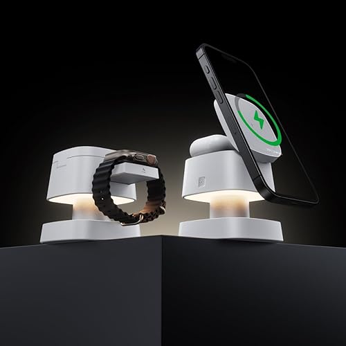 Miniatura 5 de Estación de carga inalámbrica magnética 4 en 1, carga rápida de 15 W con luz nocturna ajustable, estación de carga inalámbrica 3 en 1 para iPhone