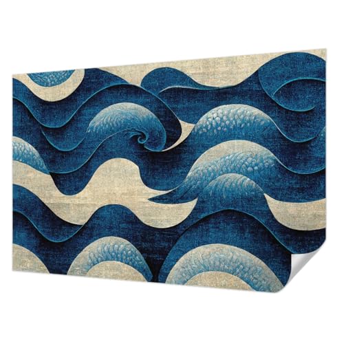 Papier peint vagues bleues impression haute qualité format 104x70
