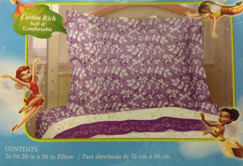 Taie d'oreiller Fée Clochette Disney lit enfant housse oreiller violette blanche