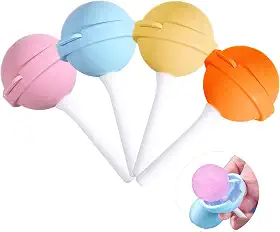 Máquina de sorvete de pirulito de silicone, moldes caseiros de picolé, máquina de picolé DIY para crianças, molde de sorvete de pirulito, moldes reutilizáveis de picolé (Rosa/amarelo/laranja/azul)