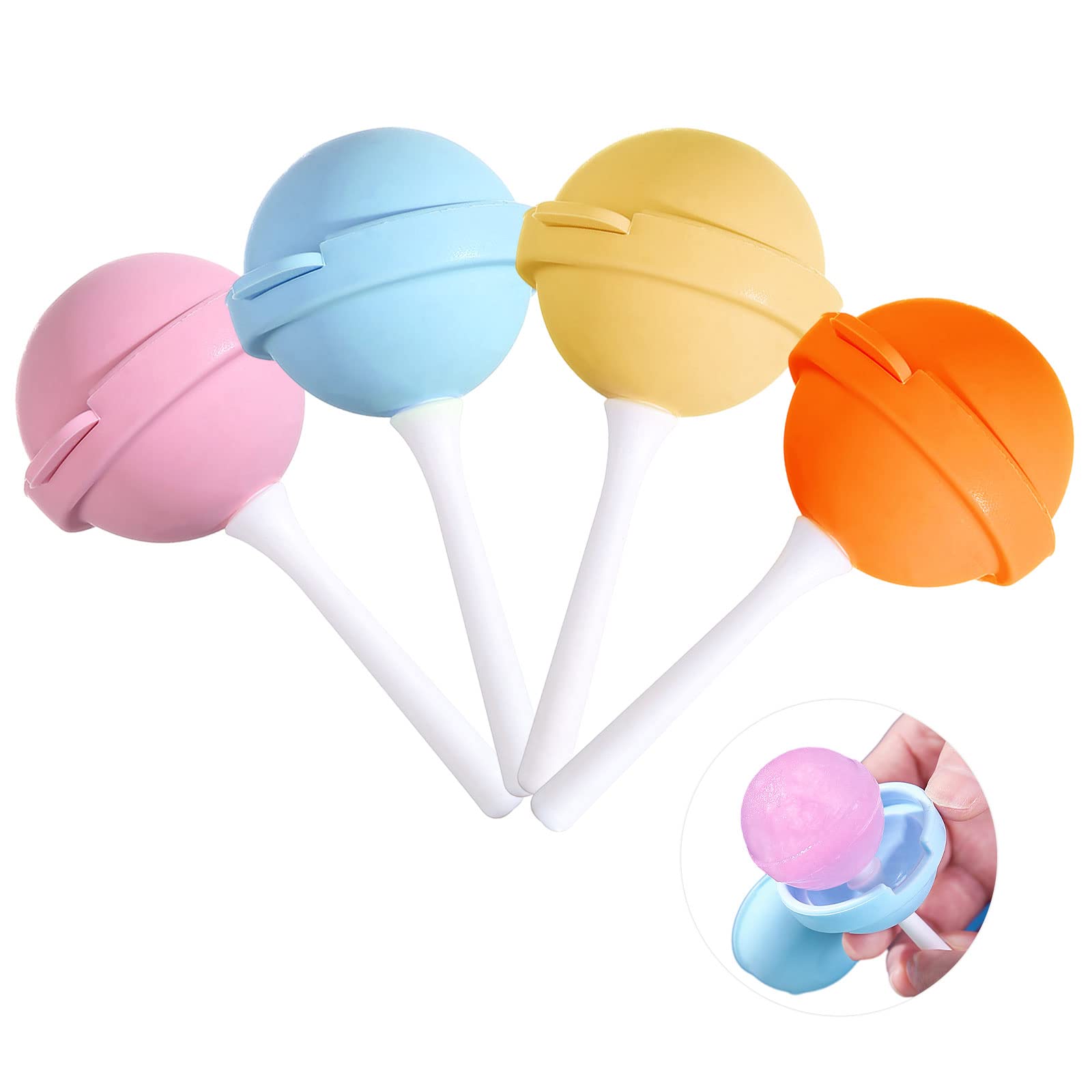 Silicone Lollipop Ice Cream Maker, Homemade Popsicle Molds, DIY Popsicle Maker for Kids, Lollipop Ice Cream Mold, Reusable Popsicle Molds (Pink/Yellow/Orange/Blue)