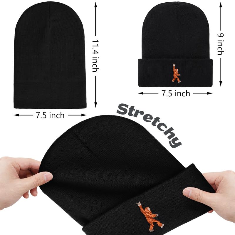 Image of Bigfoot Beanie for Men - Sasquatch Hat Winter Knit Cuffed Beanie for Women - Bigfoot Gifts for Christmas & New Year