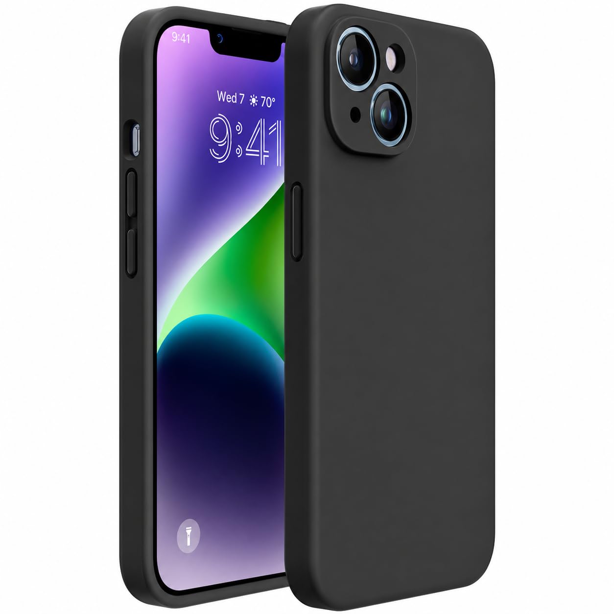 miracase Designed for iPhone 14 Case,[Upgraded Enhanced Camera Protection],Shockproof Liquid Silicone Case with Microfiber Lining, 6.1 inch,Black