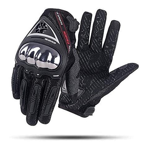 Scoyco Men's Motorcycle Gloves Full Finger Motocross Racing Gloves Breathable Hard Knuckle Extreme Sports Guard for BMX ATV MTB Riding Cycling Cover