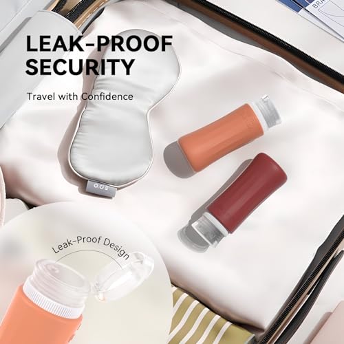 Image of DEPOZA 4 Pack Travel Size Toiletries Containers Sets - TSA Approved Leak Proof Silicone Travel Bottles with Label - BPA Free for Shampoo, Conditioner, Lotion, Soap Travel Essential Accessories