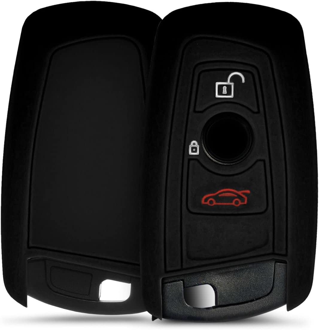 Cover Chiave Auto in Silicone Compatibile con BMW 3 Tasti Custodia Protettiva Copri Telecomando Gomma Portachiave Macchina (Nero)