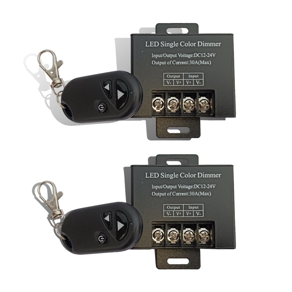iEI 12V-24v Max 30A DC Single Color LED Strip Light Dimmer Controller with Remote Black Metal Body (DIMMER 2)