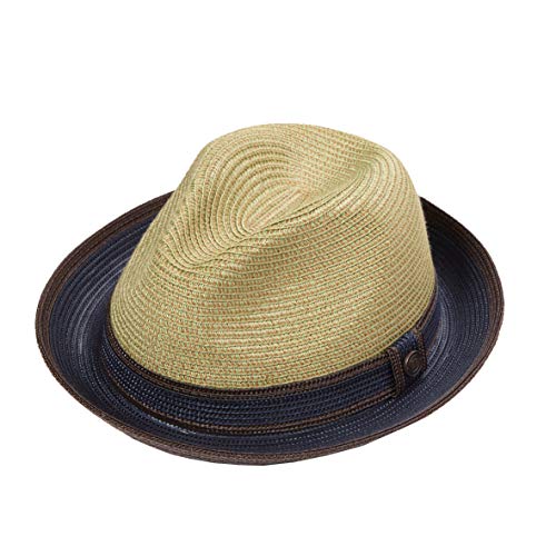 DASMARCA Mens Womens Twotone Summer Straw Fedora Hat - Benson Lime XL