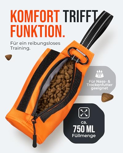ZAUBERPFOTE Futterbeutel 'Joy' - Mit wasserfestem YKK® Reißverschluss - Apportierbeutel für Hundetraining - Ideal für Leckerlies – Praktische & robuste Leckerlitasche für Hunde