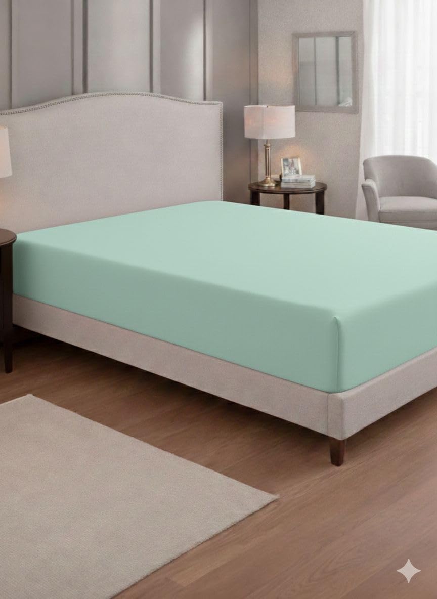 Premium Fitted Sheet with Extra Deep 40 cm Pocket, Brushed Microfibre, Ultrasoft Hypoallergenic, Fade Resistant (Duck Egg, Single)