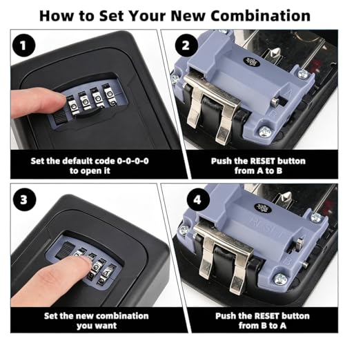 Image of Key Locker Box Outdoor, Wall Mounted Key Safe Locker for Home, Mechanical Combination Lock Box, Secure Lock Box for House Keys, Waterproof Key Storage Box for Home, Office and Rental Property
