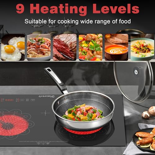 Image of 2 Burner Electric Cooktop - 24 Inch Electric Stove Built-in(23 inchx13 inch) and Countertop(24 inchx14 inch), Two Burner Ceramic Cook Top with Child Lock, Timer, Sensor Touch Control, 110V Plug in