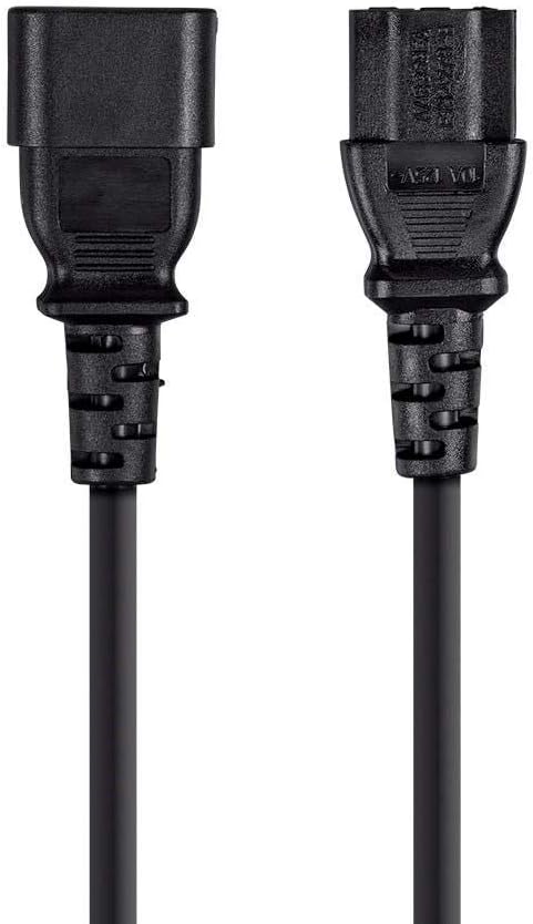 Monoprice Extension Cord - IEC 60320 C14 to IEC 60320 C13, 15 Amp, 1875 Watt, 3-Prong, 14AWG, 6 Feet, Black