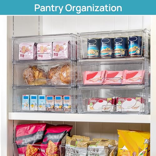 Image of Vtopmart 8 Pack Stackable Storage Bins,Easily Assemble Clear Acrylic Bathroom Undersink Organizers,Plastic Storage Box for Kitchen Pantry,Medicine Organization