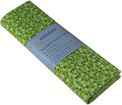 UOOOM 6pcs 50 x 50cm Patchwork Cotton Fabric DIY Handmade Sewing Quilting Fabric Different Designs (Tone-Green)