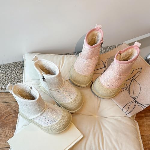 Girls Glitter Snow Boots Kids Warm Fleece Plush Winter Sequin Comfy Cute Outdoor 𝗦parkle Snow Boots Toddler Girl 73