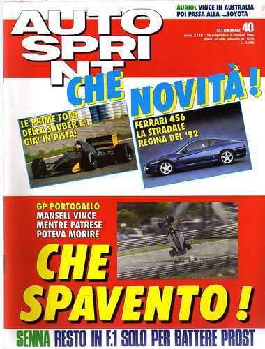  Autosprint Auto Sprint 40 del Settembre 1992 Auriol Haas Gardner Ferrari 456