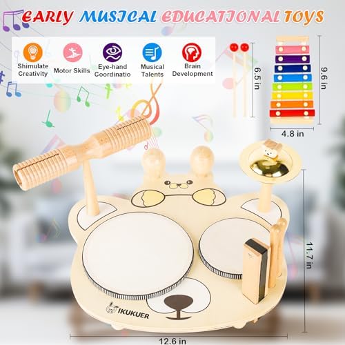 Kids Drum Set, Toddlers Drum Toys for Kids Early Learning, 9 in 1 Wooden Musical Table Drum Kit Birthday Gift for Boy Girls 3 519hA6HL5fL. AC